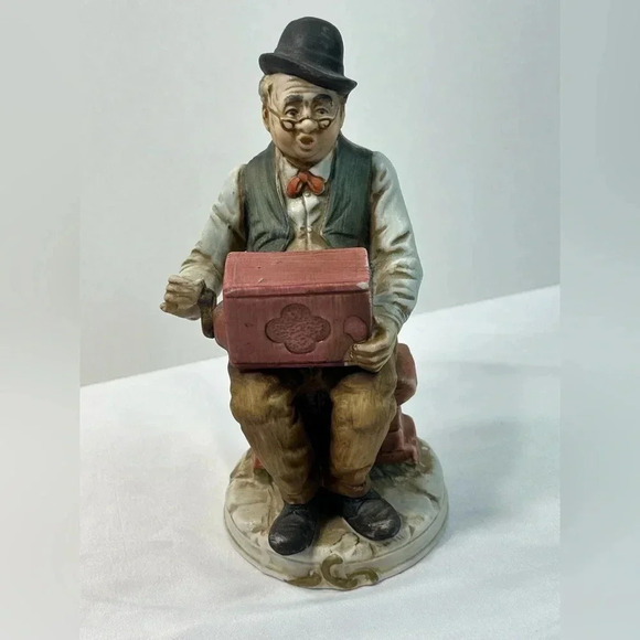 Vintage Old  Man with Music Box Bisque Figurine - Picture 8 of 10
